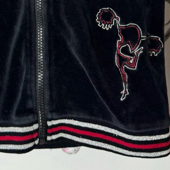 Kim possible sweater zip up Black Velour Jacket with Red and Silver Stripes - Picture 5 of 9